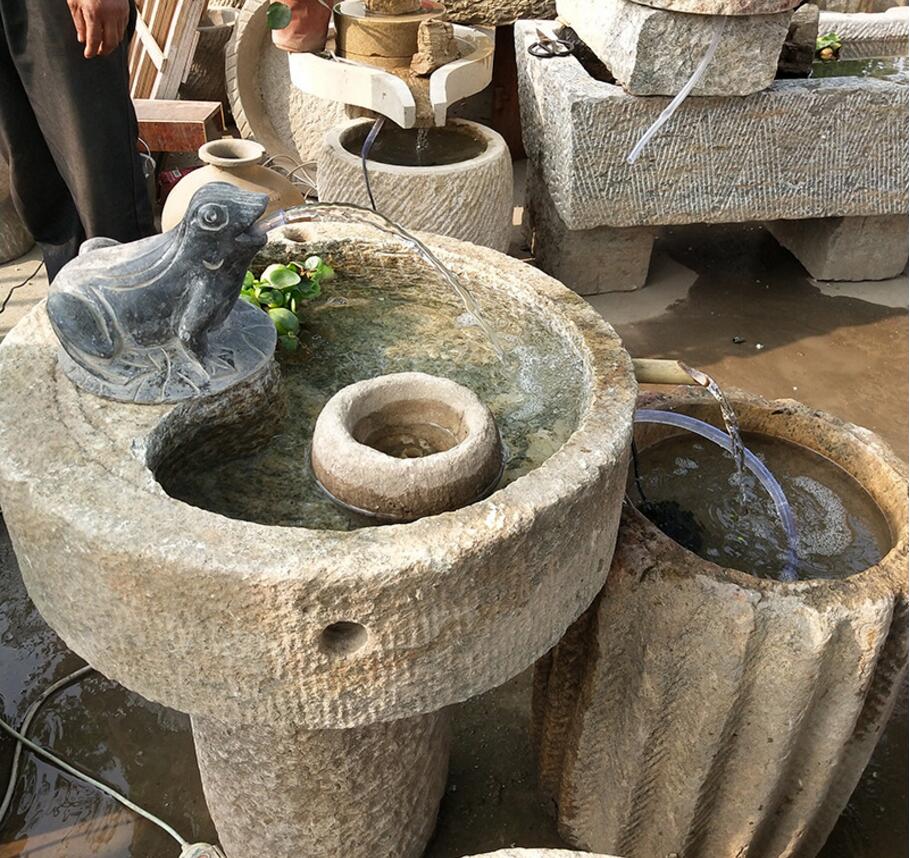 厂家直销石雕流水摆件 青石老石槽摆件 庭院摆放流水