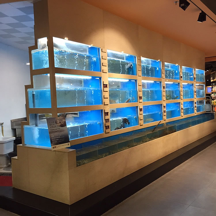 霍氏水族-承接定制饭店鱼缸 定做酒店海鲜池 定制超市移动海鲜缸