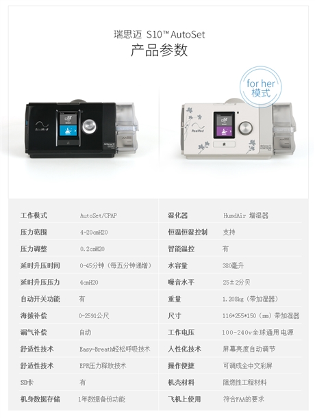 济南呼吸机专卖 瑞思迈s9 vpap st排二氧化碳家用双