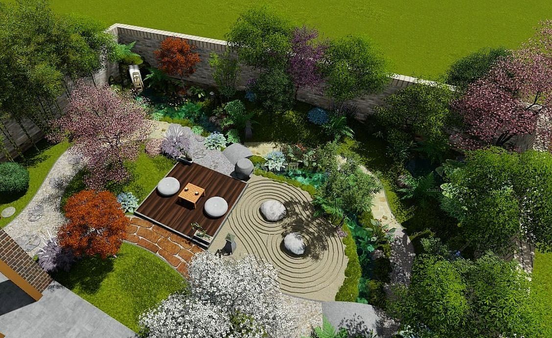 吉安万安花园设计,别墅花园设计,花园鱼池假山,私家庭院绿化工程