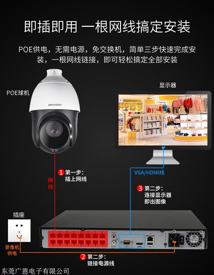海康威视200万poe网络智能球型摄像机ds-2dc4223iw-de
