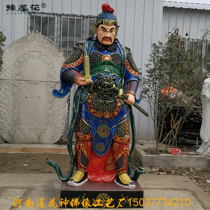 托塔李天王神像 彩绘塑像李靖神像 玻璃钢工艺品雷神爷神像