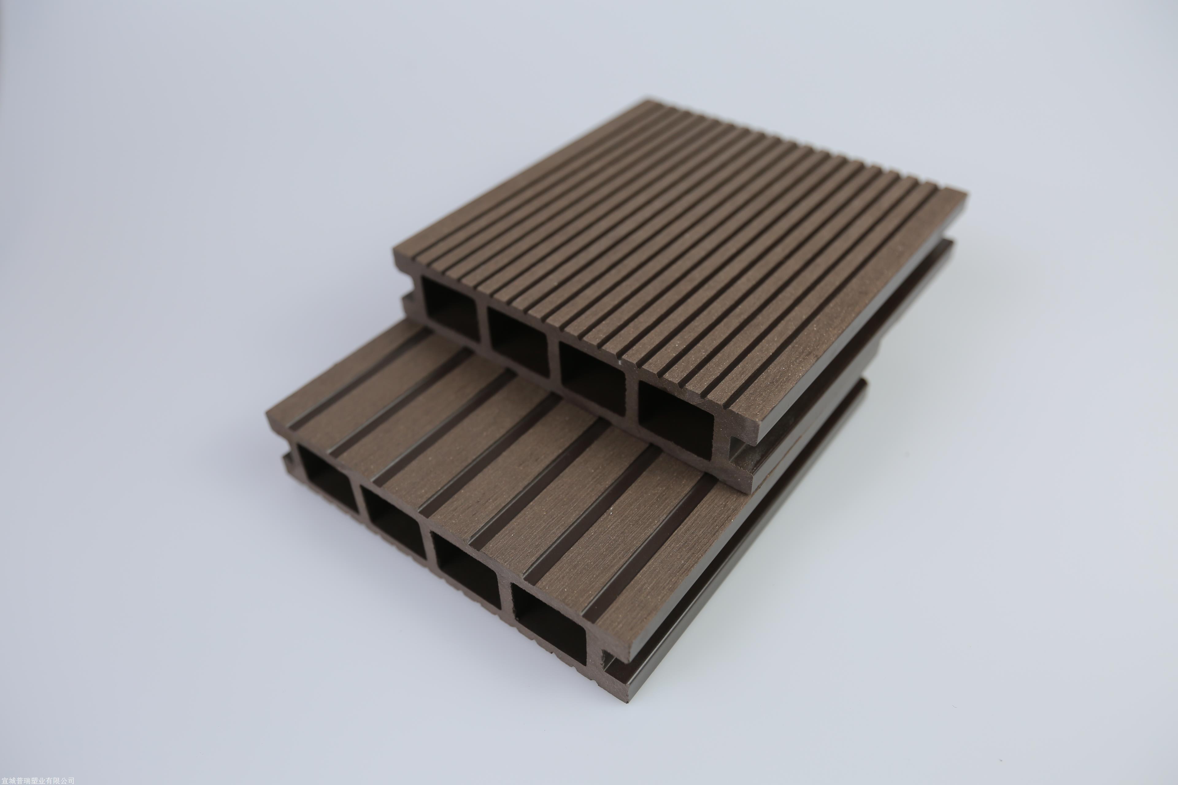 定制普瑞塑木140*30方孔户外木塑地板 木塑方孔两面带槽地板