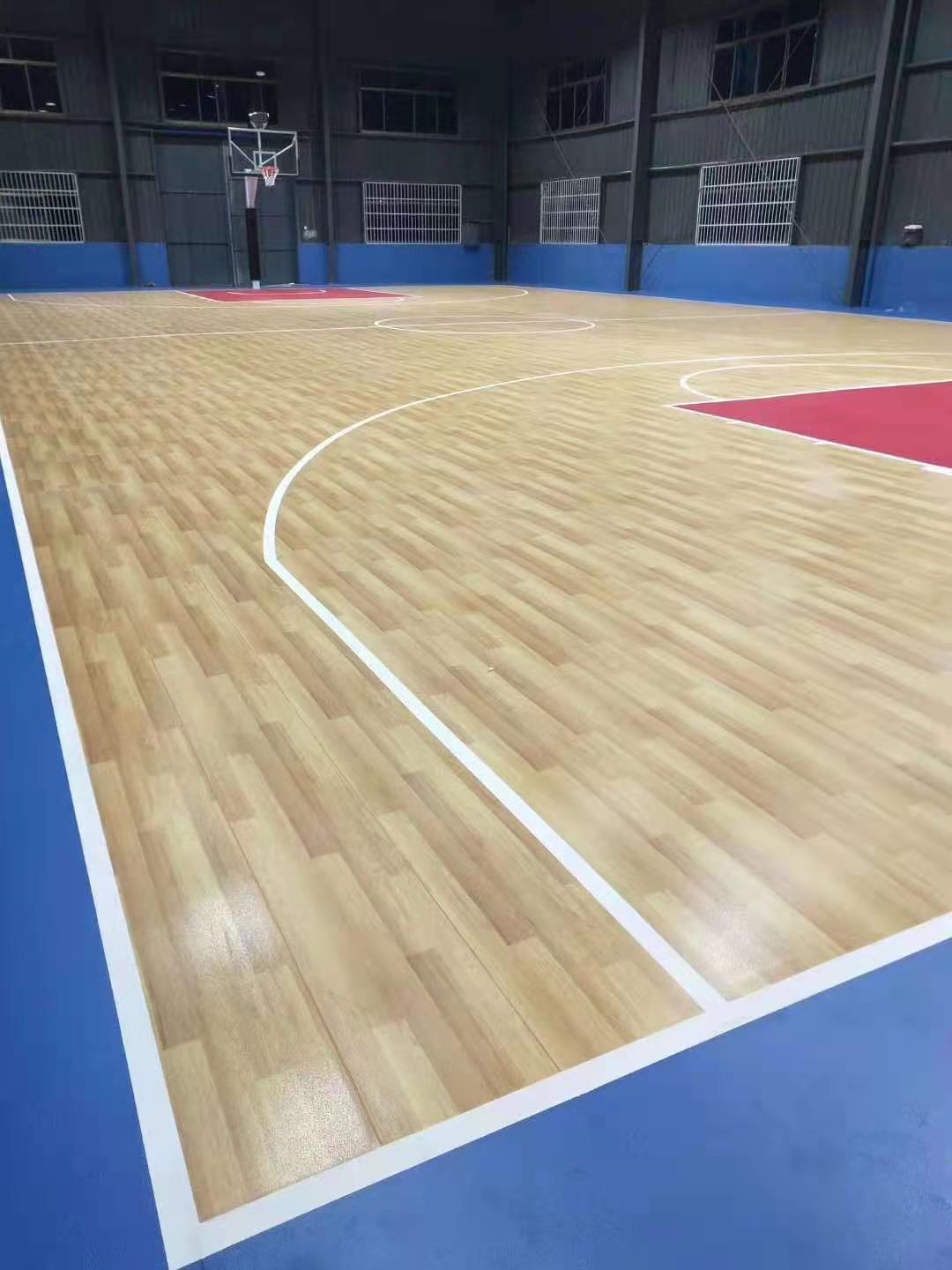 篮球场pvc地板胶 淄博篮球场弹性地胶尺寸规格