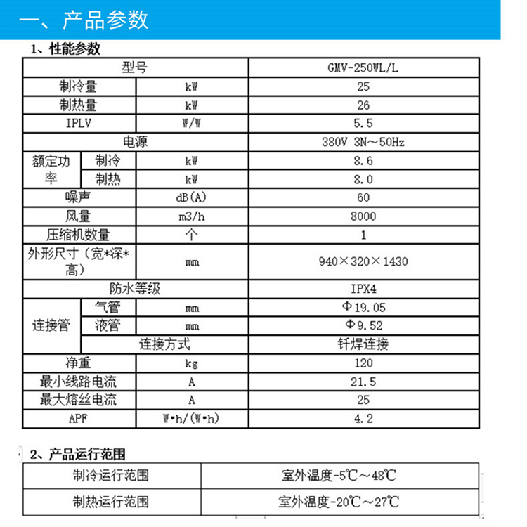 格力中央空调拖二蓬莱市gmv250wll图片