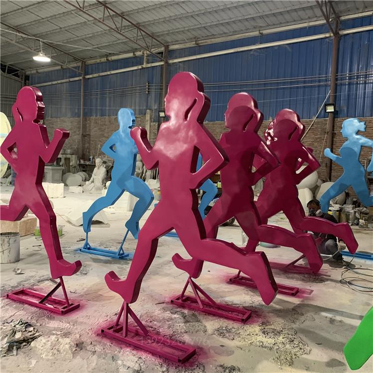 河源户外抽象运动人物雕像 体育跑步人物雕塑宏骏玻璃钢雕塑厂