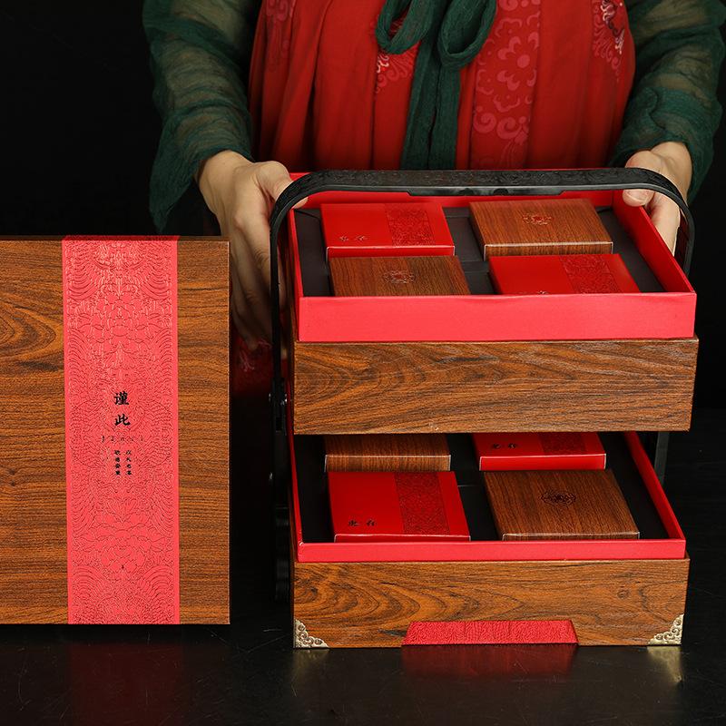 桂林高档月饼包装8粒装礼品盒双层手提篮月饼盒定制批发工厂