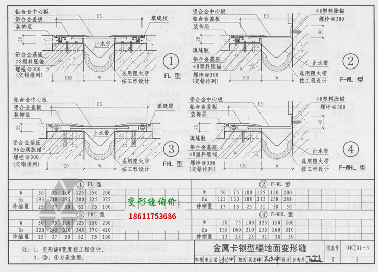 地坪伸缩缝盖板型   上一个 下一个>    一,金属盖板型地面变形缝做法