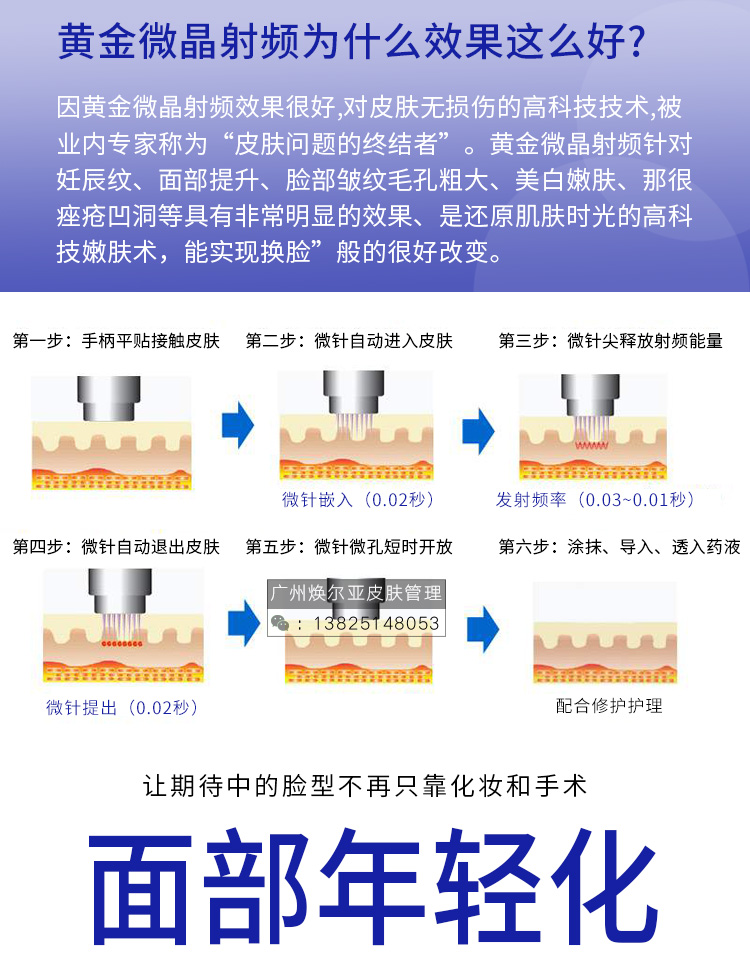 黄金射频微针,配备了针头负压自动感应装置,只有皮肤和针头完全贴合