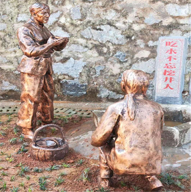 河南新农村建设玻璃钢雕塑 户外玻璃钢仿铜人像雕塑