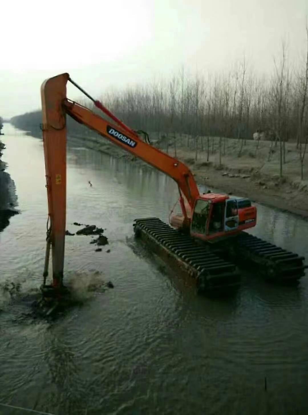 长治水路两栖挖掘机出租浮船服务