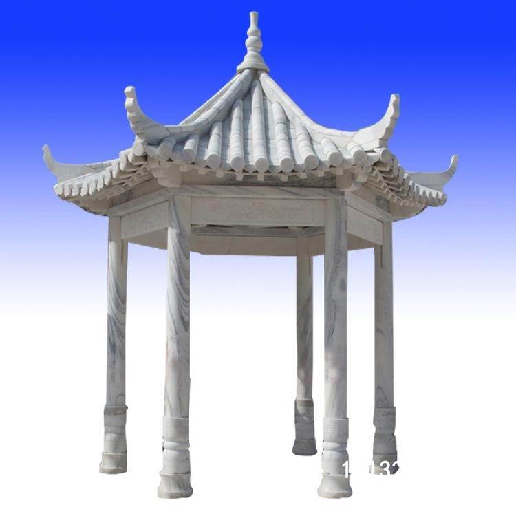 汉白玉六角石凉亭