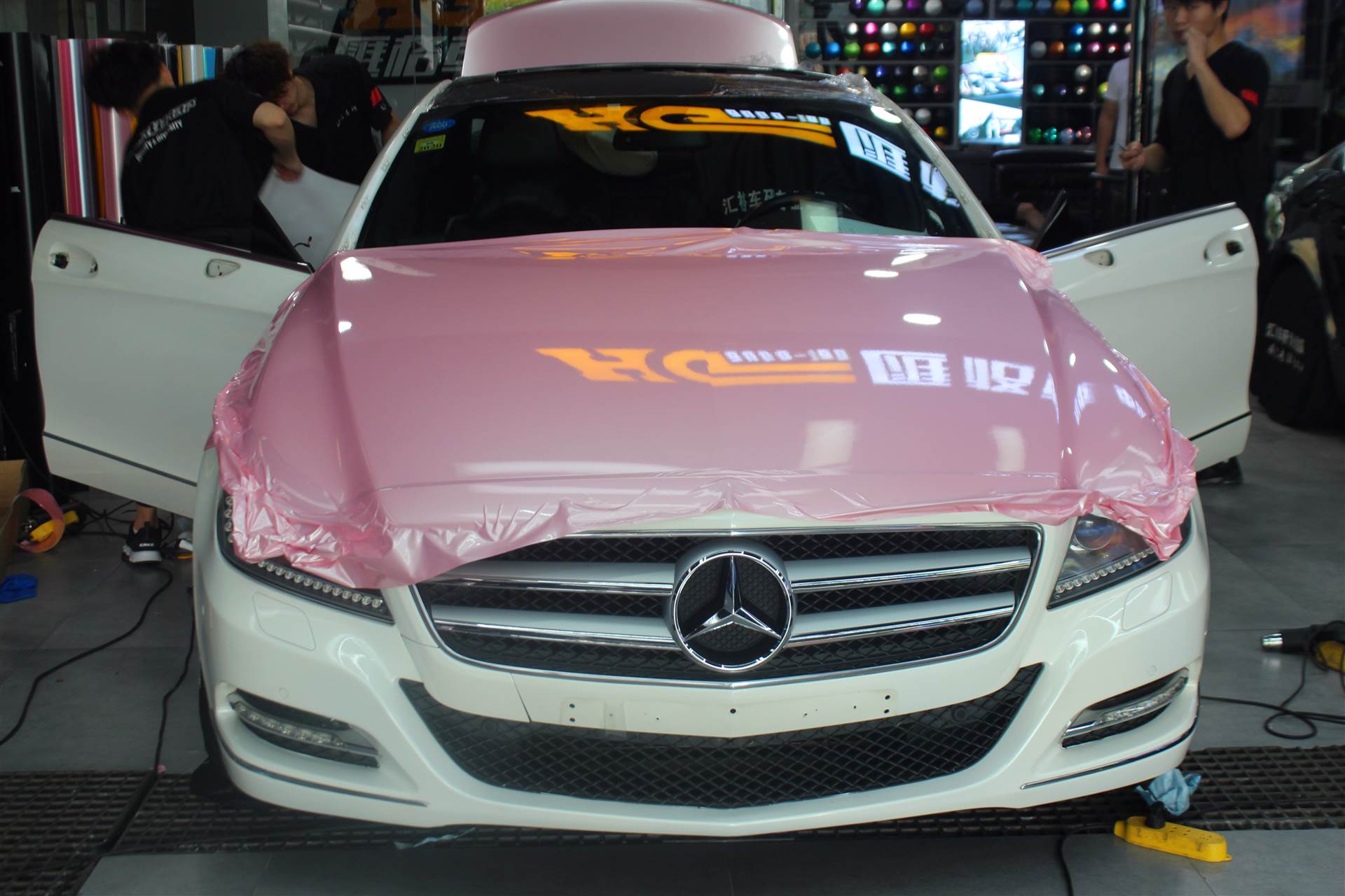 长沙汽车改色膜奔驰cls汽车改色浪漫樱花美国进口改色膜