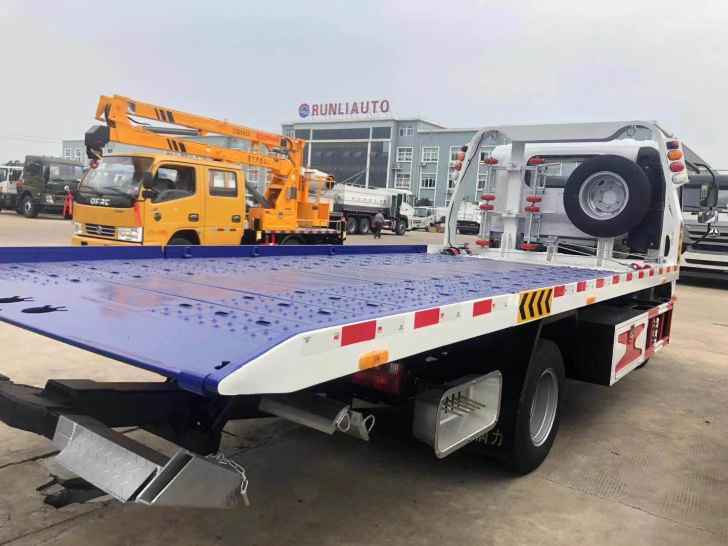 深圳救援拖车解放蓝牌一拖二平板救援车