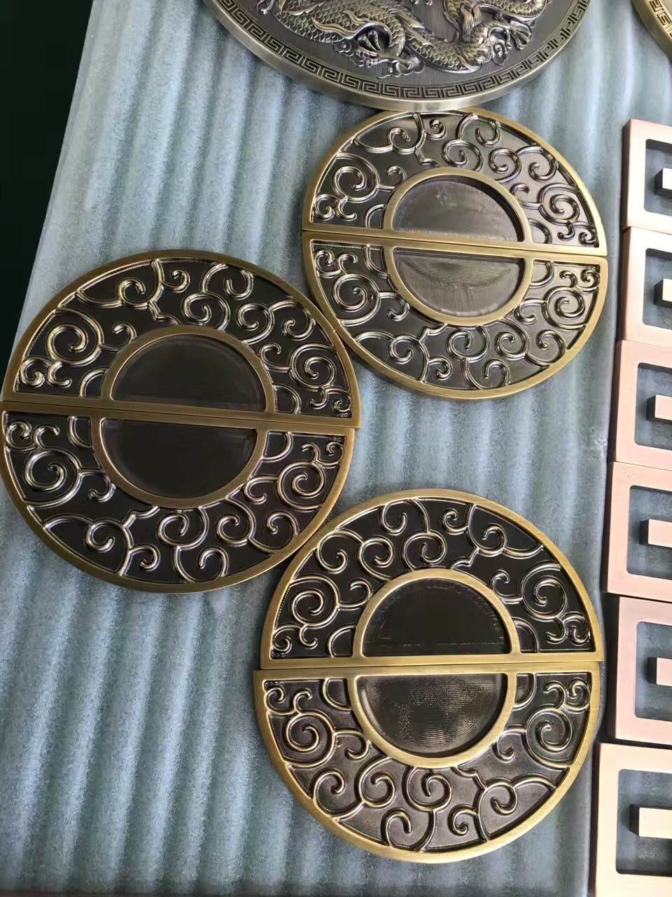 豪华别墅区 纯黄铜精雕大门拉手 耐用不俗