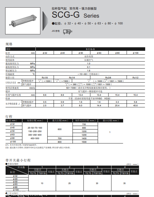 SCG-CB-100B-150-TOH3-D-YB3拉杆气缸