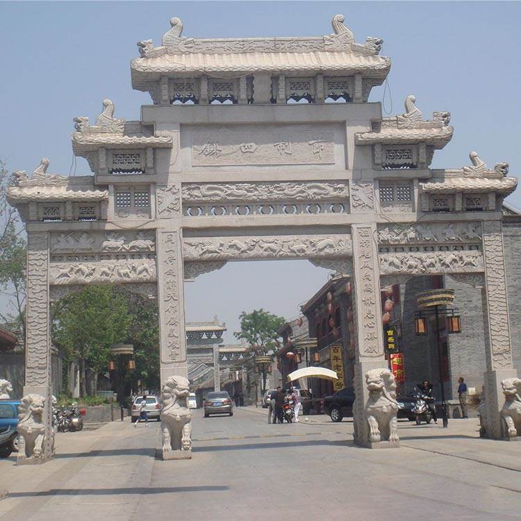 古建石雕石牌坊石门楼设计安装中式石雕牌坊牌楼
