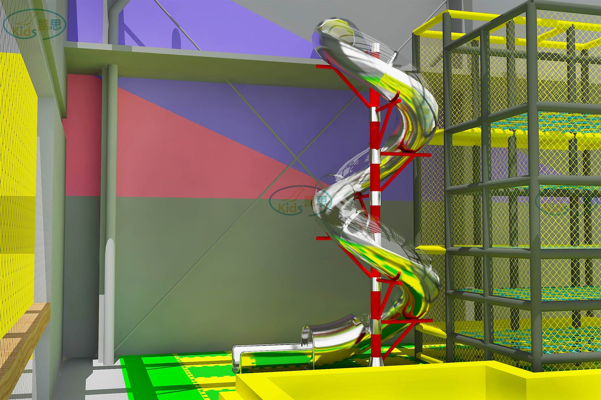 商场高空螺旋透明不锈钢滑梯幼儿园逃生滑道消防逃生滑梯