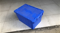 成都物流周转箱 连盖塑料周转箱 翻盖转运箱 斜插式物流箱