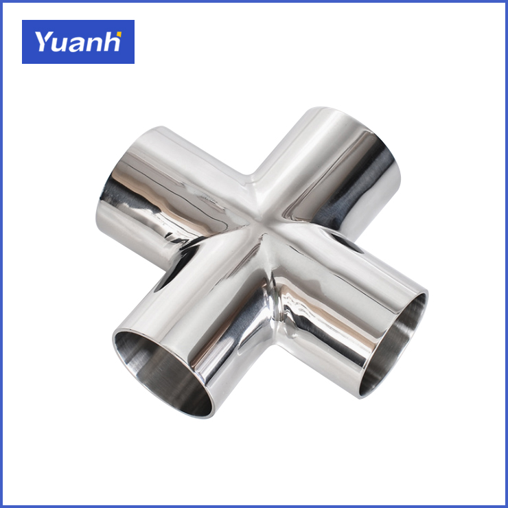快装接头 卫生级焊接四通 304/316l不锈钢等径四通 十字型四通管