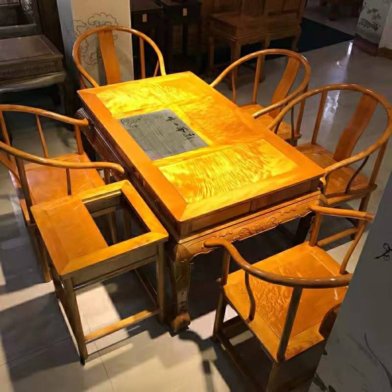金丝楠木家具圈椅泡茶桌茶桌椅组合茶桌大叶楠茶桌古典家具