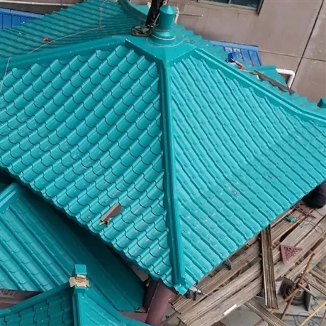 0.6mm厚仿古彩钢瓦系列756型中式仿古屋面深灰色