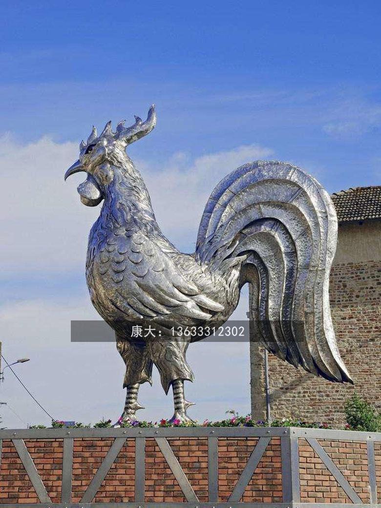 康大雕塑不锈钢五彩大公鸡雕塑现代不锈钢雕塑