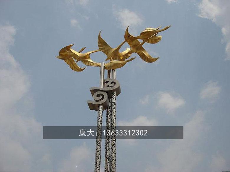 康大雕塑 创意不锈钢抽象动物雕塑 金属烤漆飞鸟-搜了网