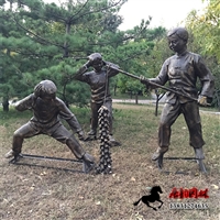 儿童放鞭炮雕塑小品，童趣主题雕塑