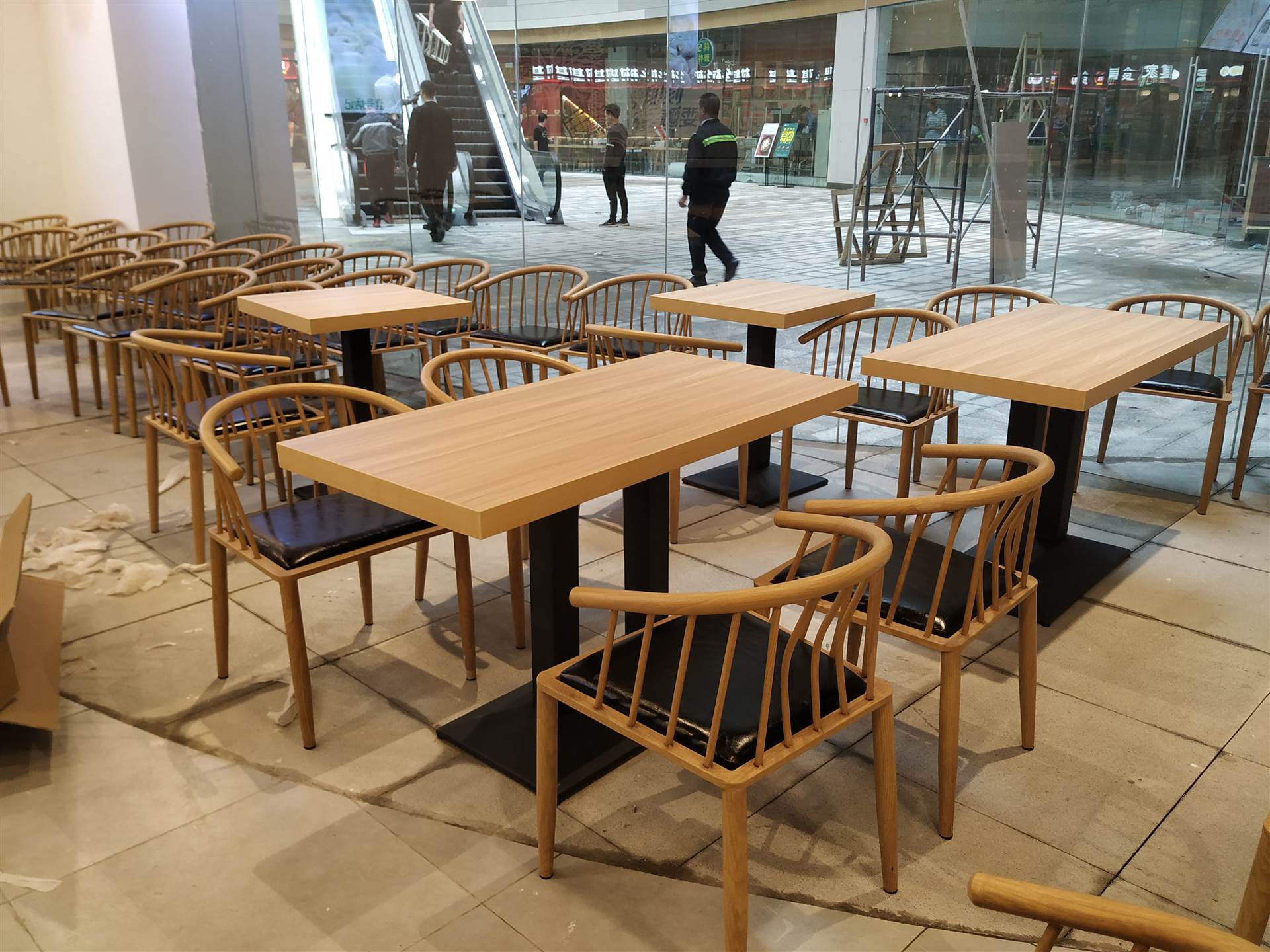 实木吧台桌椅麦当劳吧凳餐厅卡座吧台桌椅不锈钢快餐桌椅