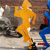 不锈钢剪影雕塑，铁艺剪影人物雕塑