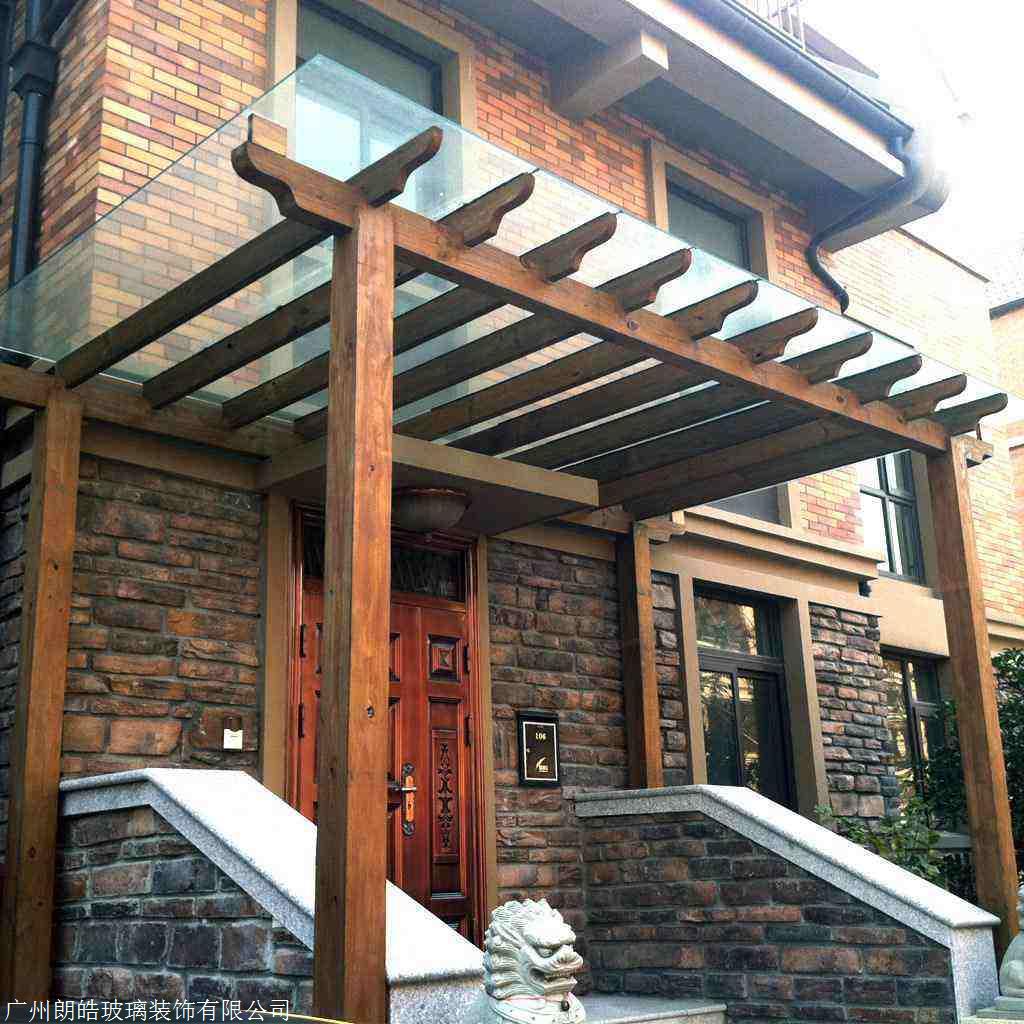 广州防腐木玻璃雨棚安装定做