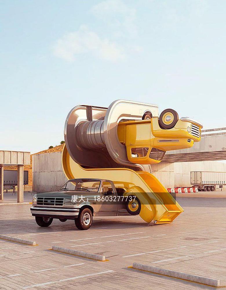 张家口康大雕塑 抽象汽车雕塑 户外大型景点汽车雕塑摆件