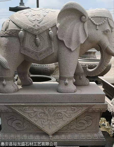 福建花岗岩动物雕塑石雕大象 门口摆放石雕大大象 景区石头大象  
