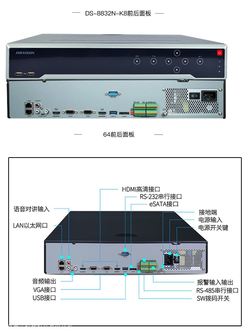 清倉海康威視16/32路高清監控攝像頭套裝硬盤錄像機ds-8816n-k8