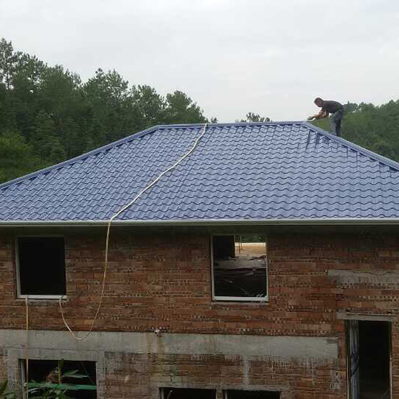 彩钢仿古屋面0.5mm厚828型农村仿古瓦屋顶白银灰色