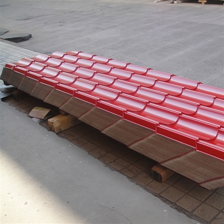 彩钢仿古屋面05mm厚828型农村仿古瓦屋顶白银灰色