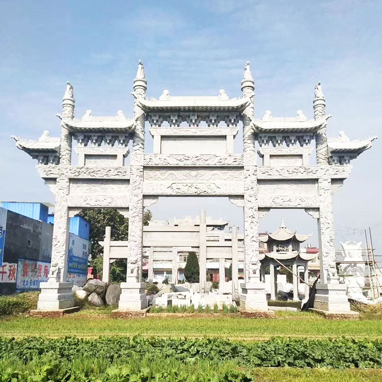 冲天式花岗岩石牌坊 三门冲天柱石材牌坊 公园石牌坊 石牌坊价格