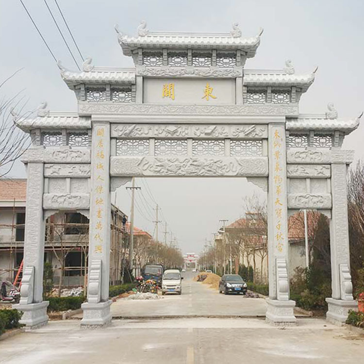 爆款 商业街石雕门楼 农村石门楼 道路石大门 石牌坊诚信厂家