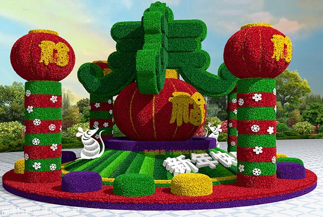 新年佳节五色草造型泉州厂家这样制作