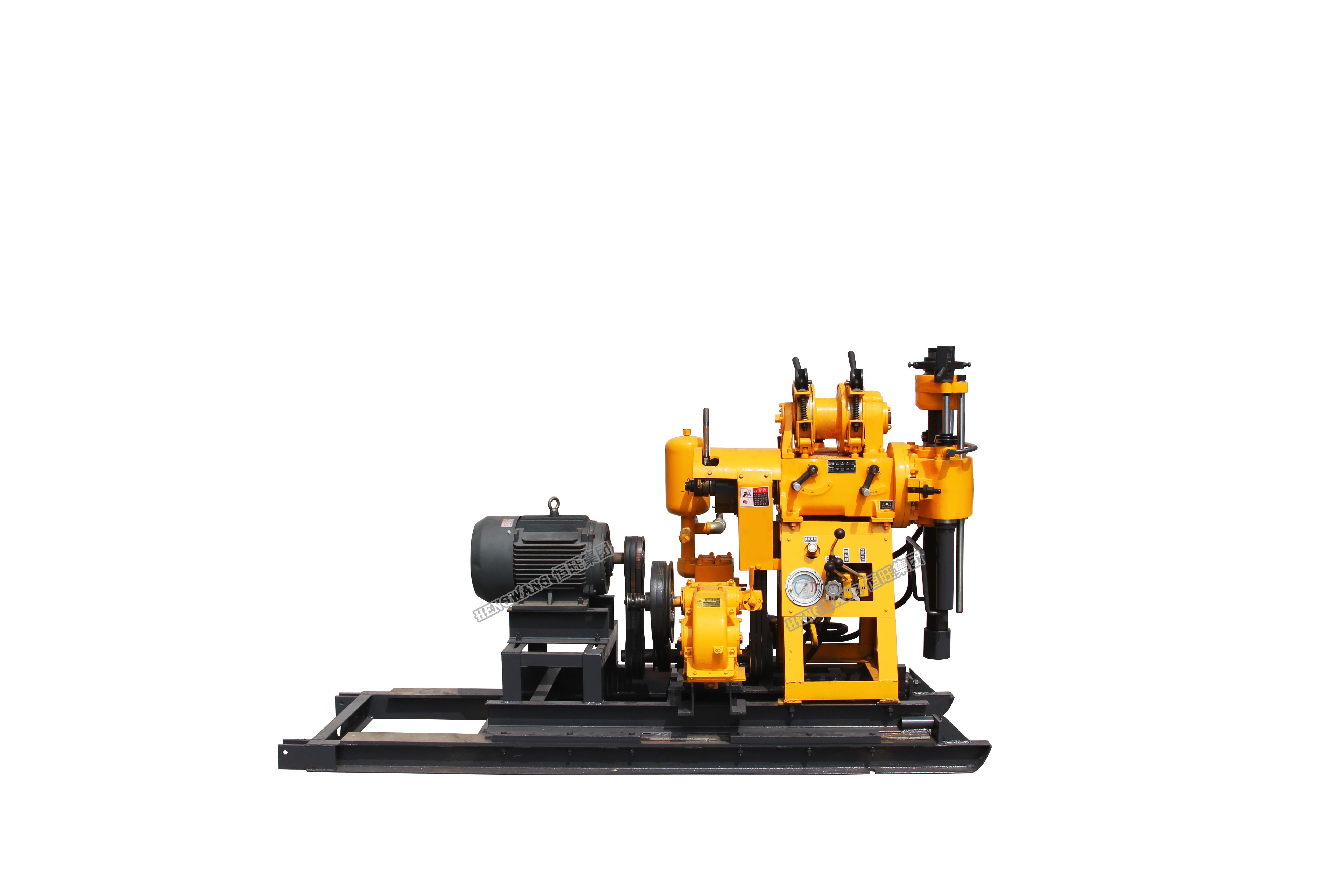 液压水井钻机 山东恒旺160带滑道地质勘探小型打井机 液压打井机