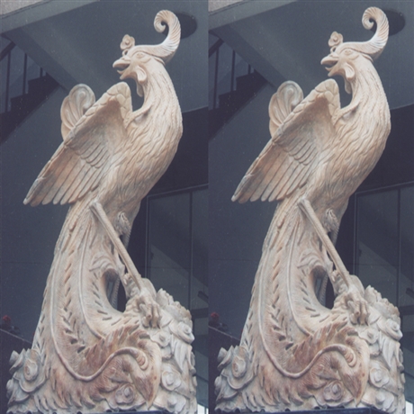 恒旺石雕石凤图案大型石刻凤凰雕塑造价景观石制凤凰塑像加工厂