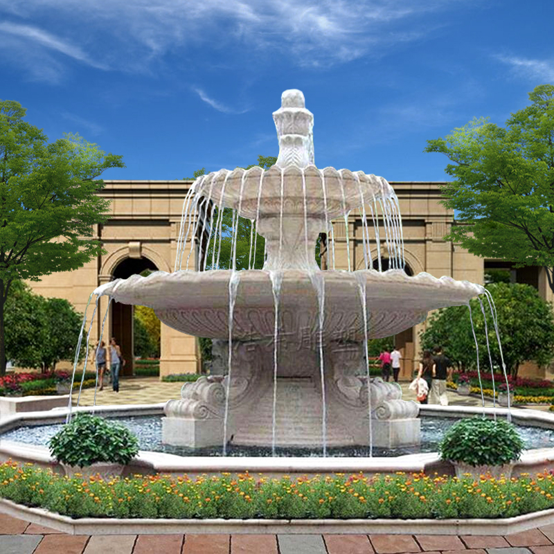 石雕喷泉大型石雕欧式喷泉招财庭院水钵户外假山流水喷泉装饰摆件