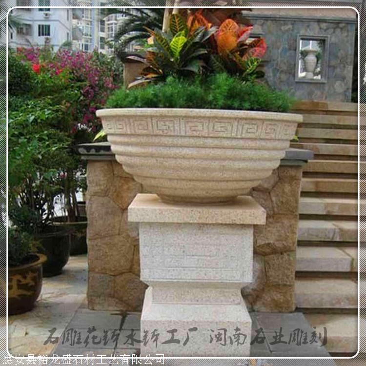 埃及米黄大理石水钵,汉白玉水钵 惠安石雕制作石雕花盆花钵