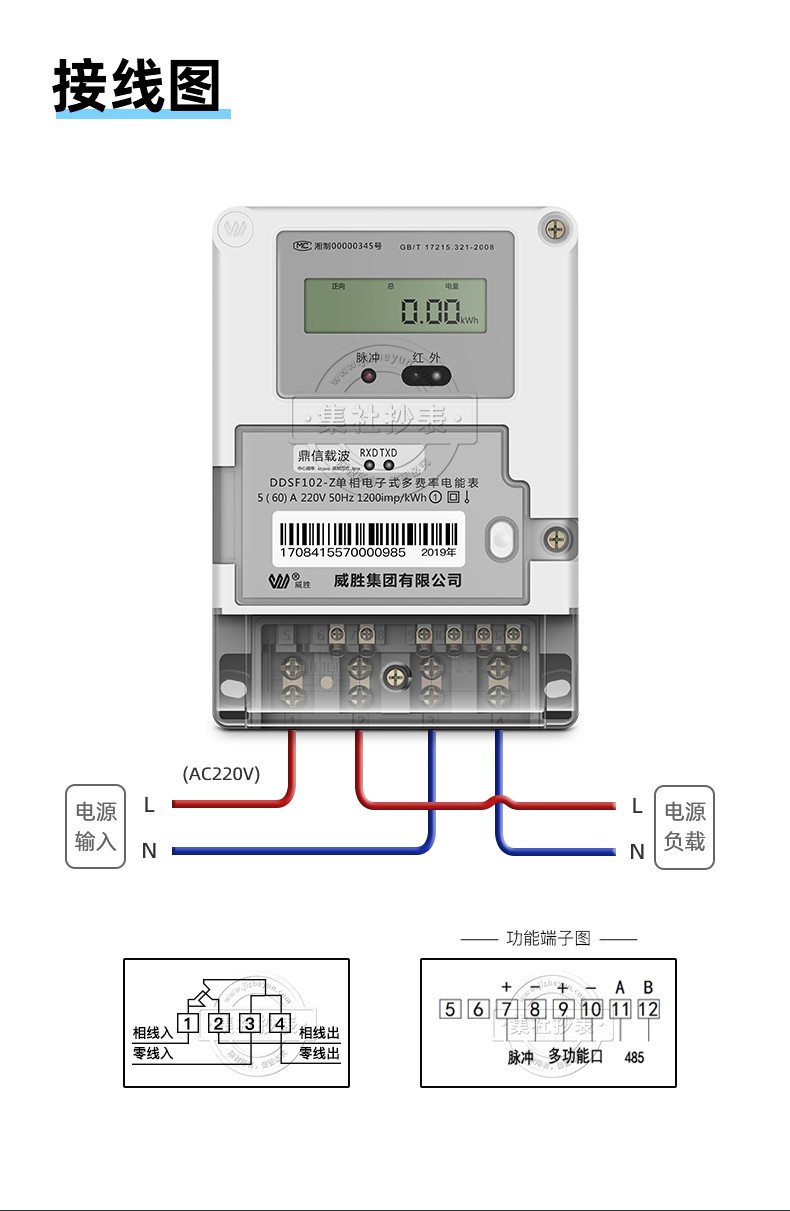 长沙威胜ddsf102z单相载波电表无线微功率电表560a