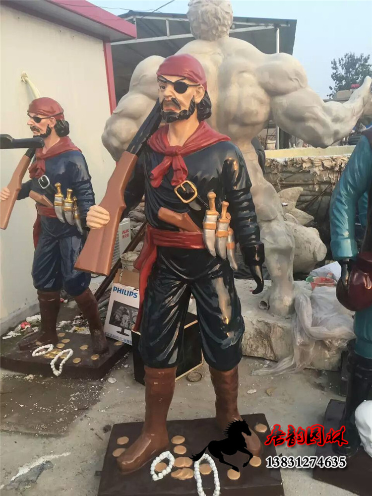玻璃钢海盗雕塑 加勒比海盗人物雕塑