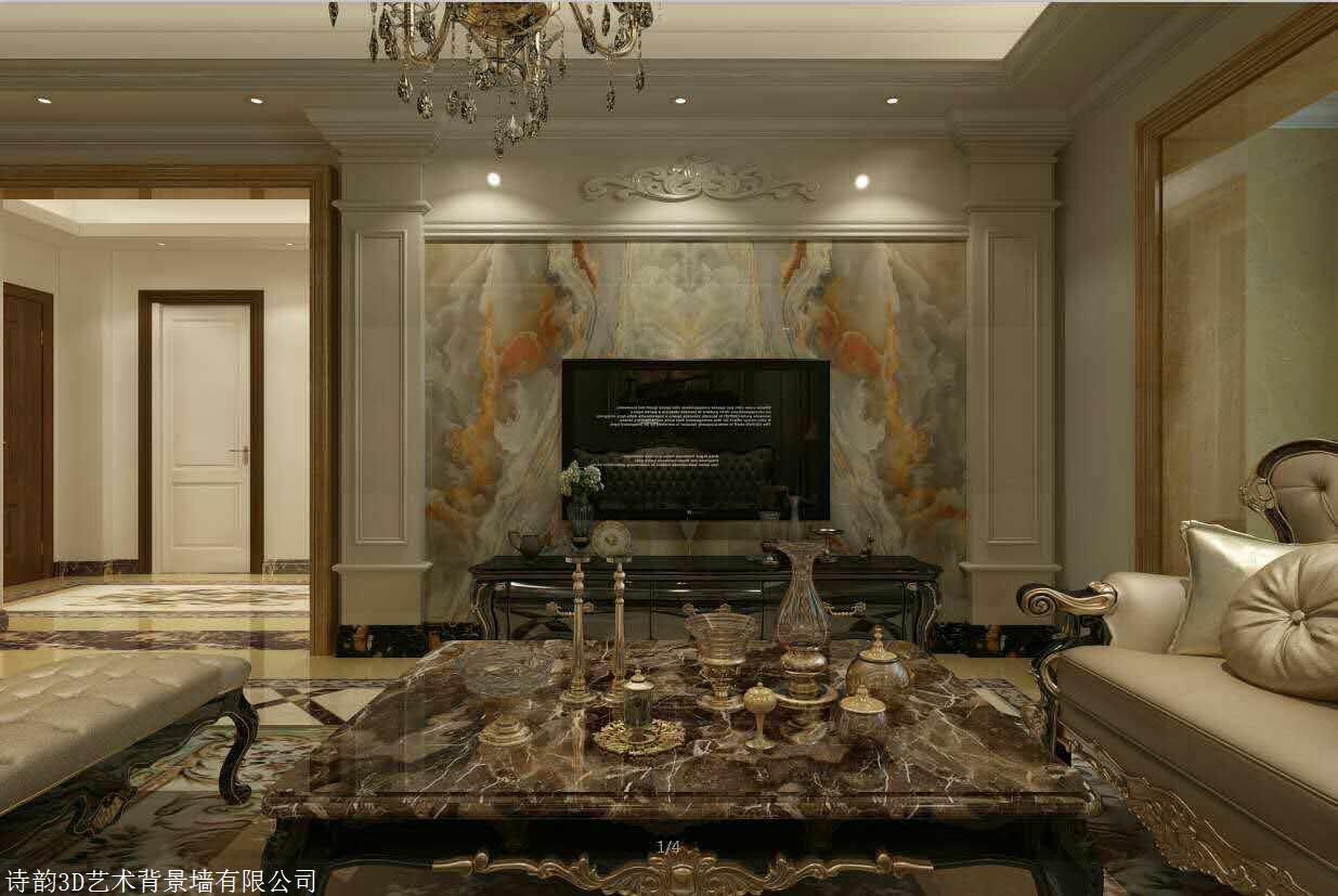 上档次红龙玉电视墙造型如何定做