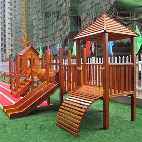 幼儿园体育器材定制 幼儿园实木户外滑梯 幼儿园户外玩具