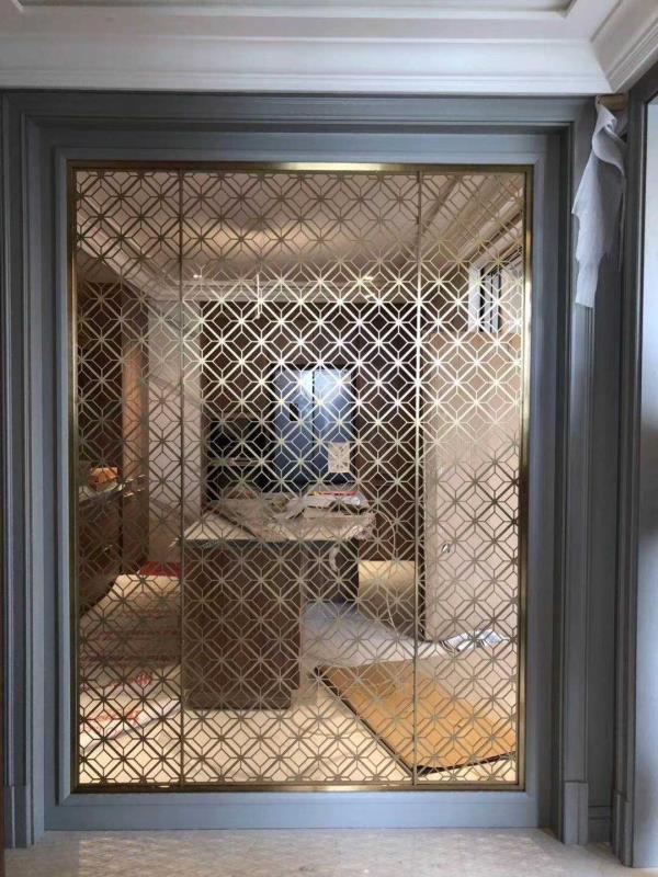 不锈钢屏风隔断镂空艺术玻璃平方