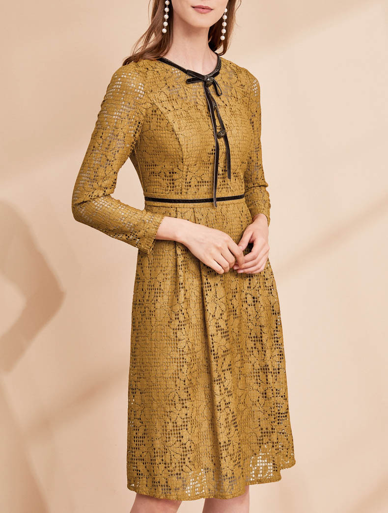 蕾丝镂空收腰显瘦裙子 品牌女装清仓处理 哥弟女装 广州服装批发